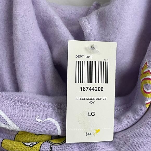 NWT Hot Topic L Sailormoon AOP zipper hoodie pink yellow  anime fandom cozy - Picture 9 of 9